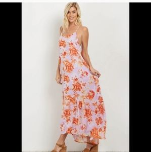 Floral Lavender/Orange Maxi Dress
